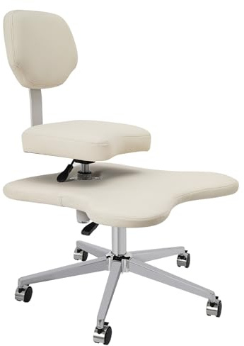Tagowao Bürostuhl mit Kreuzbeinen, 360° drehbar Ergonomischer Kniestuhl, Meditationsstuhl mit Rollen, Criss Cross Schreibtischstuhl mit Lendenwirbelstütze und verstellbarem Hocker, Tragkraft 130 kg