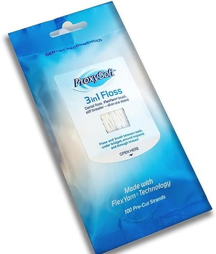 Dental Floss with Proxy Brush and Threader for Optimal Teeth Flossing vs Traditional Flossing - Pre-cut Threader Floss for Daily Dental Hygiene, 3-in-1 Dental Floss by ProxySoft (2 Packs)