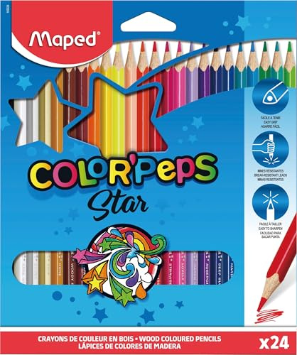 Maped Etui de 24 crayons de couleur COLOR'PEPS Triangulaire Assortis