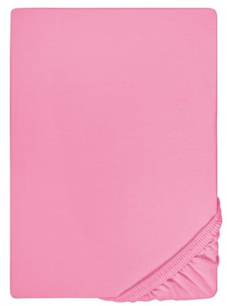 Biberna 0077144 Lenzuolo (Altezza Materasso max. 22 cm), Cotone Pettinato, Morbidissimo Jersey Fine 1X 90X190 cm > 100X200 cm, Rosa