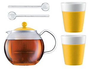 Bodum ASSAM SET Teebereiter mit 2 Gläser und Löffel Gelb AK1830-XY-Y15-7