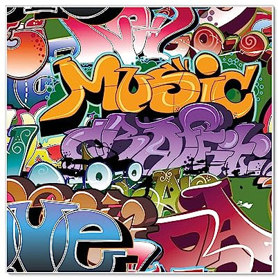 banjado Magnettafel 50 x 50 cm/Magnetwand aus Metall/Magnetpinnwand als Memoboard/Pinnwand Magnettafel Küche, Büro, Kinderzimmer inkl. 4 Magnete & Montageset - Motiv Graffiti