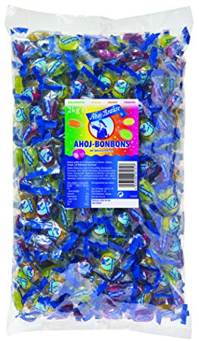 Frigeo Ahoj-Brause Bonbons mit Brause-Pulver im Beutel – Frucht mit Prickelnder Füllung, in Vier Süß-Sauren Geschmacksrichtungen, Vegan, 2 kg