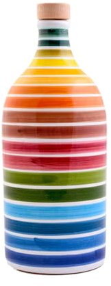 Frantoio Muraglia, Regenbogen-Keramikgefäß mit Nativem Olivenöl Extra 500ml, intensiv fruchtige Essenz, handgefertigt und verziert von unseren apulischen Handwerkern