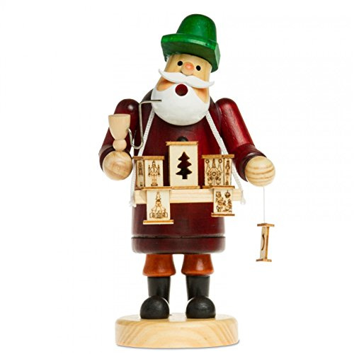 SIKORA RM-A Räuchermännchen aus Holz 3 Größen Verschiedene Motive, Farbe/Modell:A16 rot - Laternenverkäufer, Höhe in cm:Höhe ca. 19.5 cm