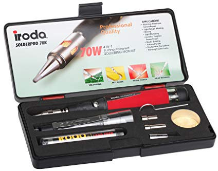 IRODA N13AR SolderPro 70 25-80W Butane Gas Soldering Iron Kit, Black