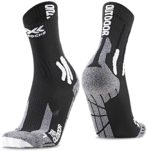 X-Socks Trek Outdoor 4.0 - Calzini da trekking avanzati per uomo e donna, maggiore comfort e protezione per escursioni prolungate e attività all'aperto - Nero/Grigio, 35-38