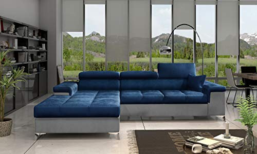 All4All Ecksofa Roco - Schalffunktion - Bettkasten - Kleines Ecksofa - Komfort - L-Form - Couch - Eckcouch - Schlafsofa - platzsparend - 281x205x88cm - 23 - Monolith77+Monolith84, Links
