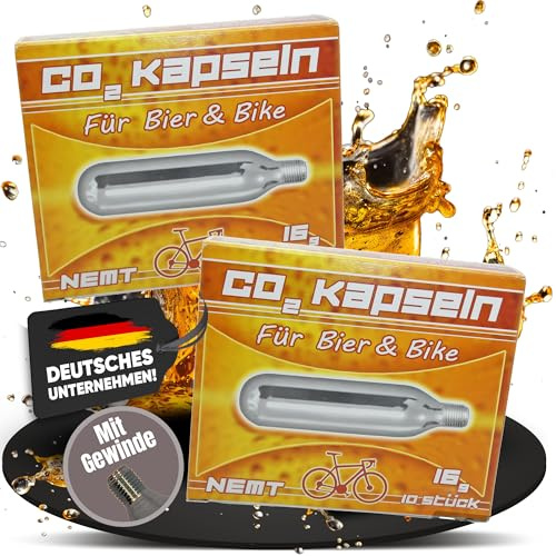 NEMT 16g CO2 Kapseln MIT Gewinde – Bierkapseln & Bikekapseln – 20 Stück