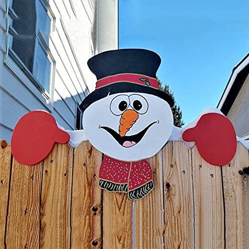 Weihnachtsschmuck Weihnachts-Yard-Schilder Weihnachtsmann Rentier Schneemann Garten Zaun Peeker Ornamente Elch Hexe Vogel Skelett festliches Weihnachten Thema Zaundekoration Außendekoration, 30×40cm
