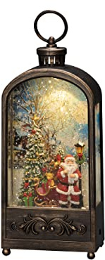 Konstsmide LED Wasserlaterne Santa und Baum, braun, wassergefüllt, 5h Timer, 1 warm weiße Diode, batteriebetrieben & USB, Innen - 4279-000