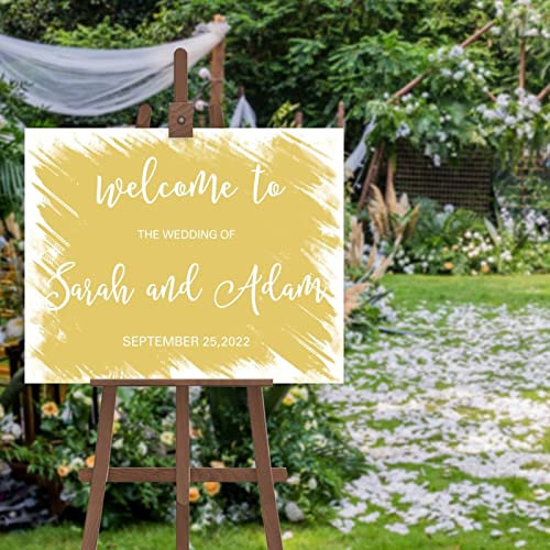 Panneau de bienvenue de mariage simple personnalisé avec vos noms et dates de cérémonie de mariage, panneau de fête 50,8 x 76,2 cm