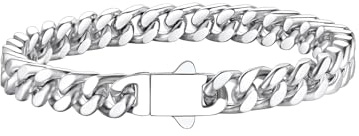 Richsteel Pulsera Cadena Cubana Hombre Acero Inoxidable 5mm/7mm/9mm/12mm Ancho Pulseras Cubanas Cadenas Eslabones con Cierre de Presión Joyas de Hombres Mujeres 19cm/21cm/23cm