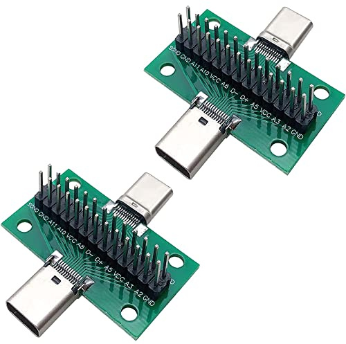 PENGLIN 2 schede di prova USB 3.1 tipo C maschio a femmina con pin | Presa a doppio lato da 2,54 mm con connettore pin header per la trasmissione del cavo data