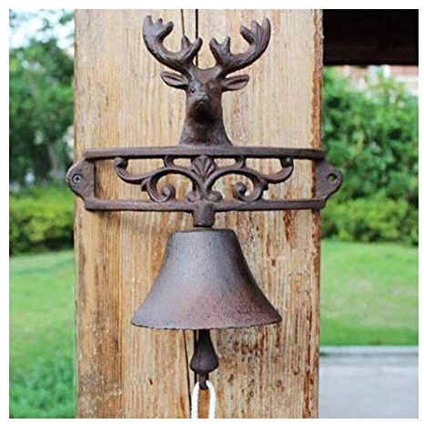 Türglocke Gusseisen antik wandglocke Antike Stil Wand montiert Metall Lucky Hirsch Glocke Garten Veranda Dekoration