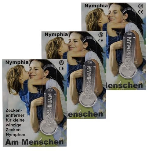 Nymphia Zeckenentferner I Zeckenentferner für kleine winzige Zecken, Nymphen I 3x 1 Stück im Sparset I plus PharmaPerle giveaway