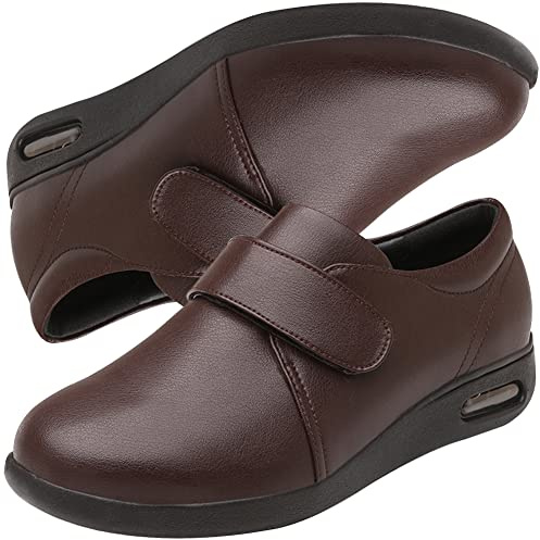 AEHO Scarpe Ginnastica a Strappo, Scarpe Ginnastica Uomo Leggero Traspirante Comode Scarpe da Camminata Casual Fitness Sneakers Pantofole Diabetico Swolen Piede,Marrone,43 EU