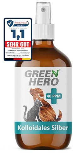 Green Hero Kolloidales Silber Spray 40 PPM 250 ml für Hunde & Katzen | Pflegendes Wundspray und Mittel gegen Juckreiz