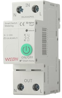 Zigbee Leitungsschutzschalter Schalter Smart Schalter mit Stromverbrauchsmessung und Überlastschutzfunktion, DIY Intelligente Timer Sprachsteuerung Kompatibel mit Tuya/Smart life APP