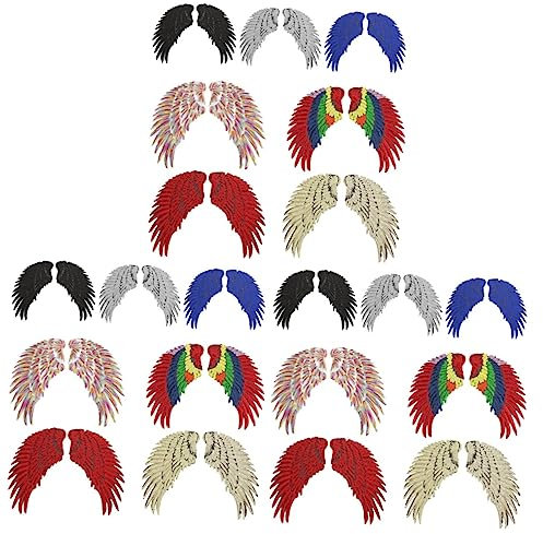 NUOBESTY 21paare Glitzer-flügel Pailletten Aufnäher Bunte Stickerei Aufbügelbilder Für Kleidung Taschen Und -projekte Dekorative Stoffaufkleber Für Kreative Bastelideen