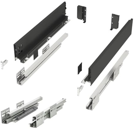 SOTECH Schubladensystem JUNKER SLIM mit Push to Open anthrazit Höhe 84 mm | Tiefe 450 mm bis 35 Kg belastbar Schublade mit 13 mm schlanken Schubladenzargen