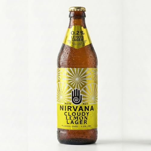 Nirvana - Cloudy Lemon Lager, 0.2% ABV, 12 x 500ml - Zesty Lemon Radler, IWSC Bronze 2025, Great Taste 2025, Low Calorie, Vegan, Craft Beer Gift Set - Alcohol Free