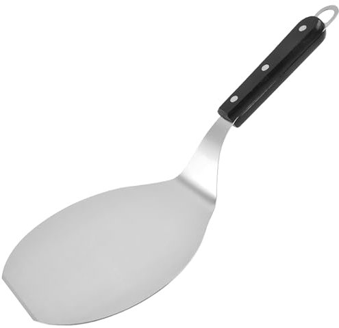 Pizza Peels, 6.5 Inch x 6.6 Inch Stainless Steel Circular Arc Shape with Wood Handle Pizza Shovel Holder (1)