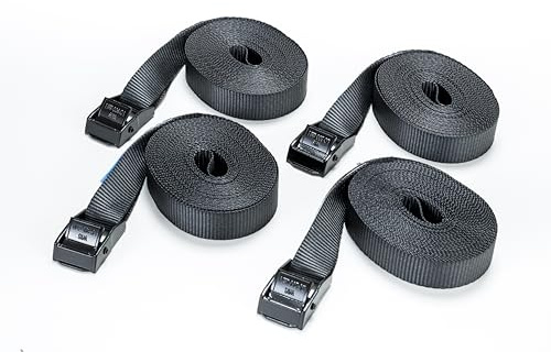 LOADCARE 4er Set Spanngurt mit Klemmschloss Befestigungsgurt Schnellspanngurt 25mm breit Klemmschlossgurt einteiliger Zurrgurt für Bühne Festivals Veranstaltungen 350daN (Länge 2000 mm)