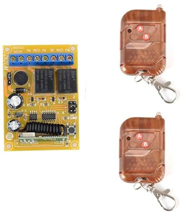 Sistema inalámbrico RF de 12 V, mando a distancia, interruptor de relé universal de 2 canales, 433 MHz, receptor con 2 transmisores para abridor de puertas de garaje, luces LED para más