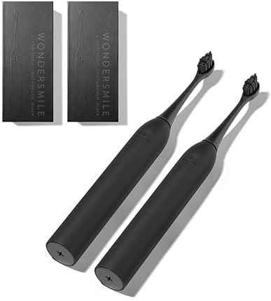 Wondersmile Schallzahnbürste Doppelpack PRO (Ultimate Black) | Elektrische Zahnbürste mit 4 Putzprogrammen – inkl. smartem Bürstenkopf
