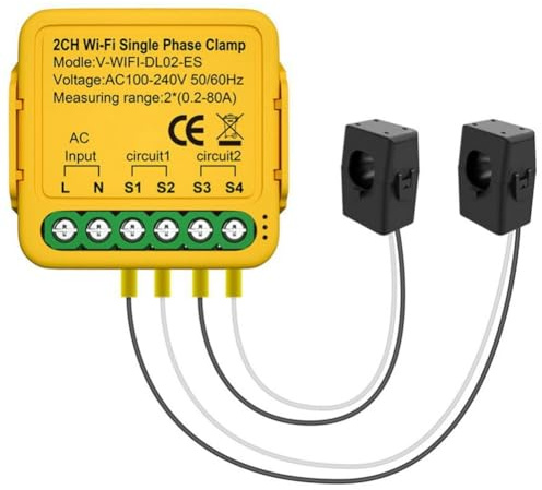 Quisiete Tuya Medidor de EnergíA WiFi Bilateral 80A con Pinza CT KWh Potencia Monitor de Consumo EléCtrico (B)