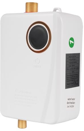 3500W Durchlauferhitzer mit LED-Anzeige IPX4 wasserdicht Edelstahl Wasserheizer (Weiß)