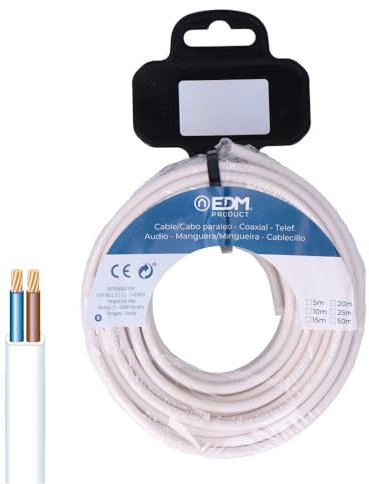 Cavo piatto bianco 2 x 1,5 mm 10 m (Audio): progettato per un suono di alta qualità, previene i grovigli ed è ideale per uso professionale o domestico. Comfort e qualità assicurati.