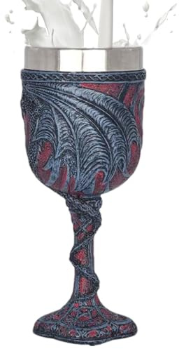 Medieval Double Dragon Wine Glass | Stainless Steel Double Resin Dragon Heart Love Drinking Glass | Medieval Dragon Goblet, Halloween Wine Glass, Cocktail, Beer