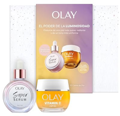 Spezielles Set: Olay Vitamin C, feuchtigkeitsspendende Tagescreme mit LSF 30, 50 ml und Olay Super-Serum, feuchtigkeitsspendendes Gesichtsserum, 30 ml für eine strahlende Haut
