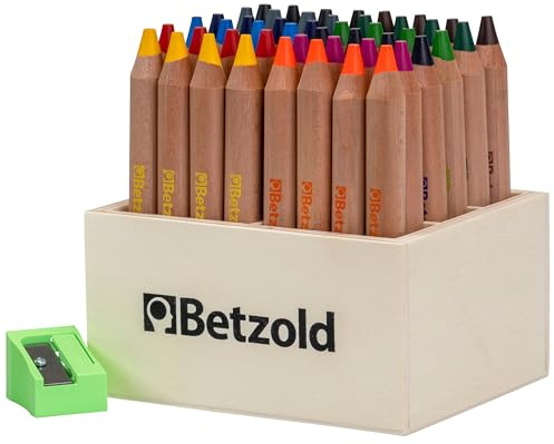 Betzold - Buntstifte, 48 Stück im Holzaufsteller, mit Spitzer - Farbstifte zum Malen