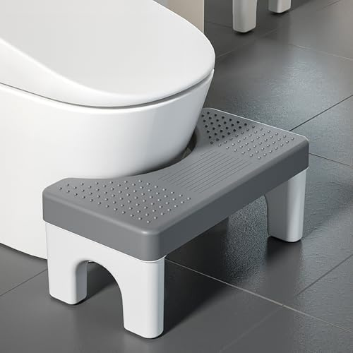 Generisch Toilettenhocker Erwachsene, Vielseitiger Toilettenhocker und Tritthocker, Badezimmer-Töpfchen-Toilettenhocker mit Rutschfestem Tragbarem Hocker, Badezimmer Hocker,Grau