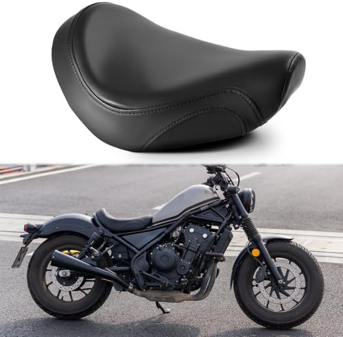 JUNJUMOTO Motorcycle Solo Seat Front Rider Seat Silicone Cushion Compatible with Rebel 300 Rebel 500 CMX300/500 2017-2025 (Black)