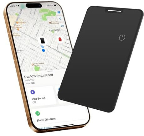 Wallet Tracker Card with Wireless Charging,Tracking Card Compatible with Apple Find My (iOS Only), 6-Month Battery, IP68 Waterproof Item Finder Card for Keys, Luggage, Pets