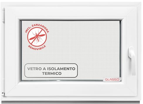 GLASSO Ventana de plástico 100 x 105 cm (an x al), triple acristalamiento, perfil de 76 mm, DIN izquierda, 750 x 700 mm, para viviendas, casetas de jardín, garajes o sótanos, función oscilobatiente