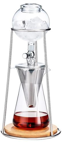 Brew Coffee Machine，Cold Brew Drip Tower,Iced Coffee Maker, Ice Coffee Cold Brew Maker Coffee Tower, with Reusable Drip Filter 600ml and with Adjustable Rate Dripper for Coffee Tea