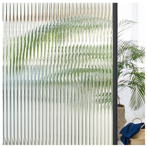 Lifetree Reeded Glass Window Film Privacy: 3D Decorative Vinyl Window Privacy Film Static Cling UV Blocking for Glass Windows Door (Frosted, 60 * 200cm)