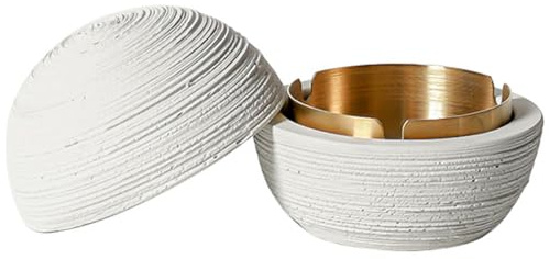 Cutfouwe Draußen-Mülleimer - Wasserdichter Betonmülleimer mit Metall-Innenbehälter, Modernes Design für Garten und Eingangsbereich,Weiß,12cm