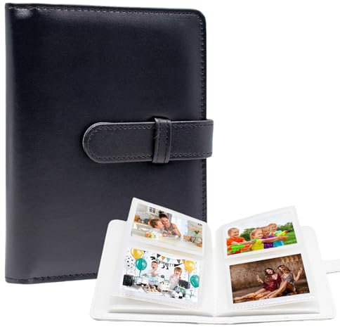 LUMOOM Klein Fotoalbum mit 64 Taschen Mini, Einsteckalbum für 2x3 Inch Film, Baby Hochzeit Familienfotos,Fotoalben, Kompatibel mit Fujifilm Instax Mini Film/Kpop Photocards (Schwarz)