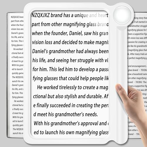NZQXJXZ 30X 6X Loupe de Lecture,Permet de Voir la Totalité des Pages d'un Livre, Loupe Grossissante Parfaite pour Lire Les Petits Caractères et Les Personnes Malvoyantes