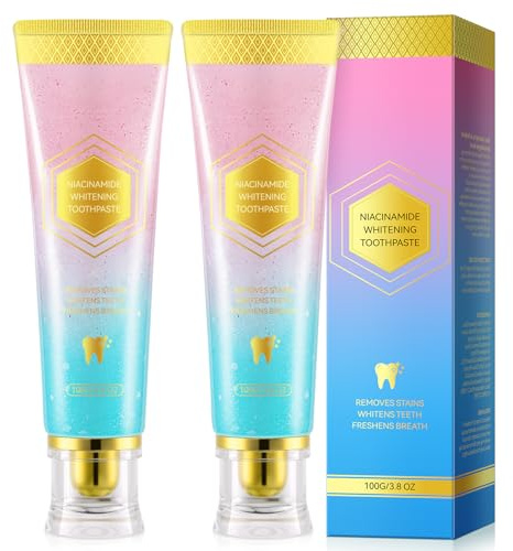 Niacinamide Whitening Toothpaste,100g Niacinamide Toothpaste to Enamel Repair, Fresh Breath, Sensitive Teeth Safe, Stain Removal & Gum Care for Coffee/Tea/Smokers (2 PCS)