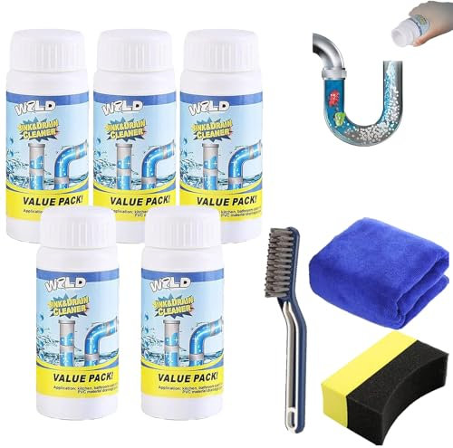 W-ild - Pulitore per lavelli e scarichi Wild Sink and Drain Cleaner, W-ild Powerful S-ink & D-Rain, detergente per tubi W-ild, schiuma S-ink Clean-er per tubi di cucina bagno doccia (5 pezzi)