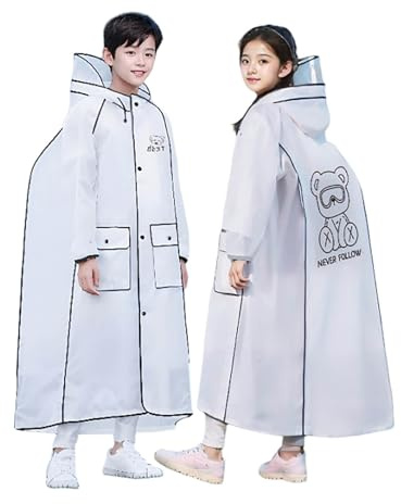 Générique Imperméables pour Filles vêtements de Pluie Mode Estivale Efficace Contre Les intempéries Coupe Ample pour Un Confort Optimal Convenant à activités extérieures (White, 10-12 Years)