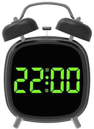 Qsvbeeqj Orologio digitale con doppia campana allarmi ampio display e regolazione luminosità esterna efficiente 5V1A doppia campana orologio