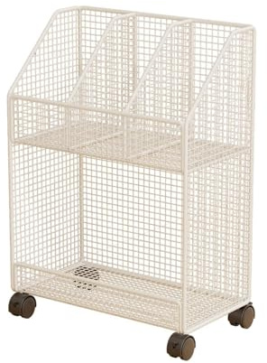 Jiuvaso Carrello porta libri con ruote, sotto la scrivania, organizer per file, libreria mobile versatile per cucina, ufficio, lavanderia, camera da letto, 2 Strato Bianco